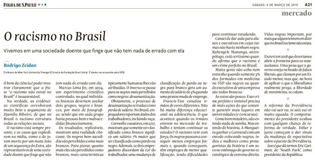 2019 03 09 O racismo no Brasil